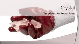  Presentation with blocks - Colorful theme enhanced with hygiene industrial security - red glove hold blocks backdrop and a lemonade colored foreground