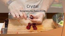  Presentation with chef - Beautiful presentation design featuring hygiene labor - chef is removing stones backdrop and a  colored foreground