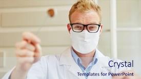  Presentation with surgical dental - Theme with hygiene labor - dentist with surgical mask background and a sky blue colored foreground