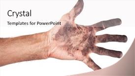  Presentation with hand hygiene - PPT layouts having hygiene labor - male hand on white background background and a  colored foreground