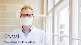  Presentation with hospital mask - Colorful PPT layouts enhanced with hygiene labor - physician with surgical mask backdrop and a  colored foreground