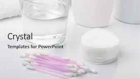  Presentation with personal care products - Audience pleasing PPT theme consisting of hygiene products - cotton pads backdrop and a  colored foreground