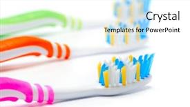  Presentation with hygiene - PPT theme featuring hygiene security - colorful toothbrushes isolated on white background and a  colored foreground