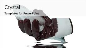  Presentation with blocks - Slide set having hygiene security - glove hold blocks of ice background and a white colored foreground