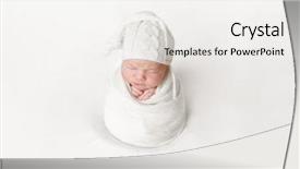  Presentation with sleeping baby - Slide deck having hygiene security - lovely baby sleeping wrapped up background and a  colored foreground