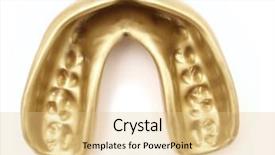  Presentation with hygiene - Slides consisting of hygiene security - one golden mouthguard isolated background and a  colored foreground