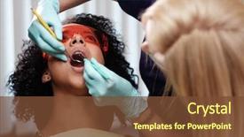  Presentation with private practice - Cool new theme with dental hygienist - woman patient at dentist's private backdrop and a tawny brown colored foreground