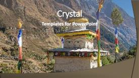  Presentation with stupa - Beautiful presentation theme featuring hymalayas mountains manaslu region nepal backdrop and a violet colored foreground