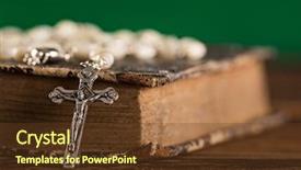  Presentation with holy bible - Beautiful slide deck featuring hymn - closeup of iron christian cross backdrop and a tawny brown colored foreground