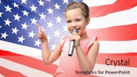  Presentation with hymn - Beautiful presentation design featuring hymn - little girl signing on usa backdrop and a coral colored foreground