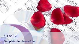  Presentation with border of music notes - Presentation theme with hymn - musical notes and compact disks background and a sky blue colored foreground