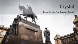  Presentation with hymn - Amazing slide deck having hymn - prague wenceslas square view backdrop and a light gray colored foreground