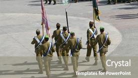  Presentation with hymn - Amazing PPT theme having hymn - school of sergeants backdrop and a gray colored foreground