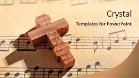  Presentation with hymn - Slides consisting of hymn - wooden cross on music sheet background and a lemonade colored foreground