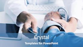  Presentation with blood pressure - Audience pleasing presentation design consisting of hypertention - closeup of a caucasian doctor backdrop and a teal colored foreground