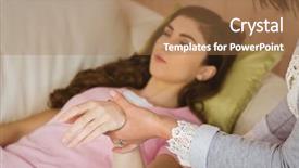  Presentation with patient and nurse holding hands - Audience pleasing PPT layouts consisting of hypnosis - hypnotherapist holding her patients wrist backdrop and a coral colored foreground
