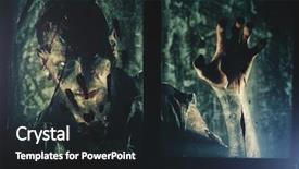  Presentation with scary movie - Presentation theme having hypnosis - scary zombie standing behind background and a dark gray colored foreground