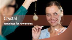  Presentation with black patient - Amazing slides having hypnotherapist holding pendulum by patient backdrop and a tawny brown colored foreground