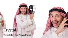  Presentation with hypocrisy - Colorful PPT theme enhanced with hypocrisy concept on white backdrop and a lemonade colored foreground