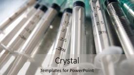  Presentation with needle - PPT theme with hypodermic needle - close-up of a group background and a light gray colored foreground