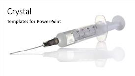  Presentation with syringe - Presentation theme enhanced with hypodermic needle - syringe isolated on white background and a white colored foreground