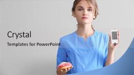  Presentation with blood - PPT layouts featuring hypoglycemia - female doctor with donut background and a light gray colored foreground