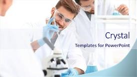  Presentation with computer lab science classroom - Slide set with hypothesis - background image science team background and a sky blue colored foreground