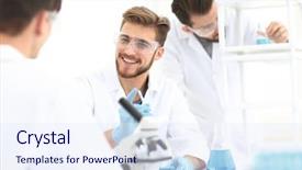  Presentation with lab - Slides enhanced with hypothesis - background image science team background and a sky blue colored foreground