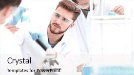  Presentation with lab - Beautiful slide deck featuring hypothesis - background image science team backdrop and a white colored foreground