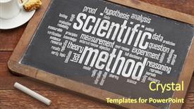  Presentation with slate - PPT layouts enhanced with hypothesis - scientific method word cloud background and a tawny brown colored foreground