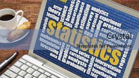  Presentation with statistics - PPT theme enhanced with hypothesis - statistics word cloud and outlier background and a teal colored foreground