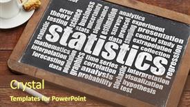  Presentation with digital statistics - Slide deck having hypothesis - statistics word cloud background and a tawny brown colored foreground