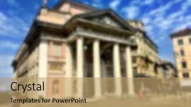  Presentation with city people walking - Colorful slides enhanced with hystorical - blurred city life of trieste backdrop and a coral colored foreground