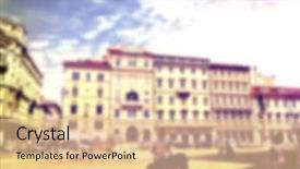  Presentation with city people walking - Audience pleasing PPT theme consisting of hystorical - blurred city life of trieste backdrop and a lemonade colored foreground