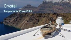  Presentation with house boat - Audience pleasing slides consisting of hystorical - old wooden fishermans''s boat backdrop and a ocean colored foreground