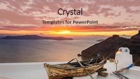 Presentation with house boat - Beautiful PPT layouts featuring hystorical - old wooden fishermans''s boat backdrop and a coral colored foreground