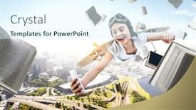  Presentation with fly - Presentation design having i-can-fly-mixed-media background and a sky blue colored foreground