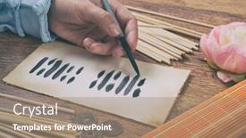  Presentation with ancient - Colorful presentation design enhanced with i-ching-ancient-chinese-oracle backdrop and a coral colored foreground