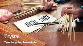  Presentation with ancient - PPT theme with i ching ancient chinese oracle background and a red colored foreground