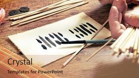  Presentation with chinese chinese - PPT theme having i ching ancient chinese oracle background and a coral colored foreground