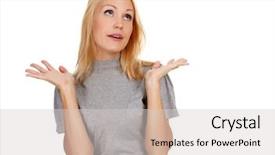  Presentation with give - Amazing theme having i give up woman against white background backdrop and a light gray colored foreground