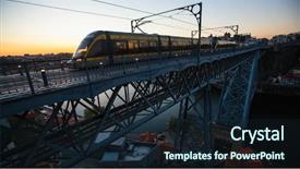  Presentation with train bridge - PPT layouts having i iron bridge with train background and a wine colored foreground