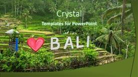  Presentation with rice terraces - Slide deck consisting of i love bali - text written on the green rice terraces background and a tawny brown colored foreground