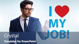  Presentation with job - PPT theme enhanced with i-love-my-job-concept background and a ocean colored foreground