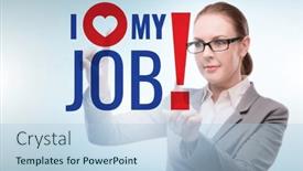  Presentation with job - PPT theme consisting of i-love-my-job-concept background and a light blue colored foreground