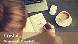  Presentation with job - Audience pleasing presentation consisting of i love my job concept backdrop and a coral colored foreground