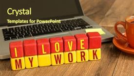  Presentation with cube - Slide deck enhanced with i love my work written background and a tawny brown colored foreground