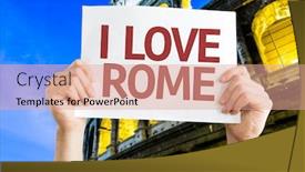  Presentation with rome - Beautiful presentation design featuring i love rome card with coliseum background backdrop and a coral colored foreground