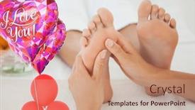  Presentation with foot treatment - PPT theme having i-love-text-on-heart background and a coral colored foreground