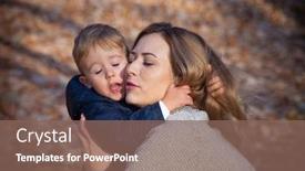  Presentation with love mother - Beautiful theme featuring i love you mom young mother with her little son in hug autumn day in park closeup backdrop and a violet colored foreground